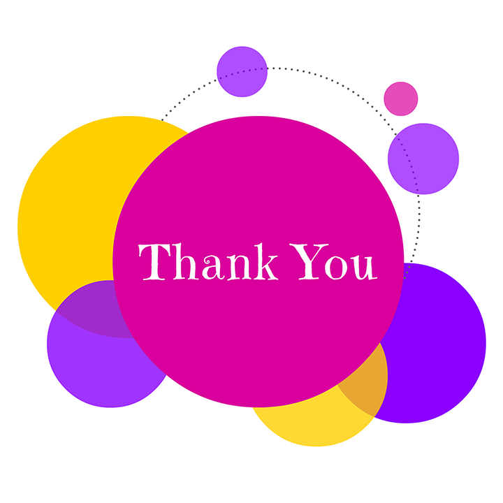 thank you sur des bulles de couleur